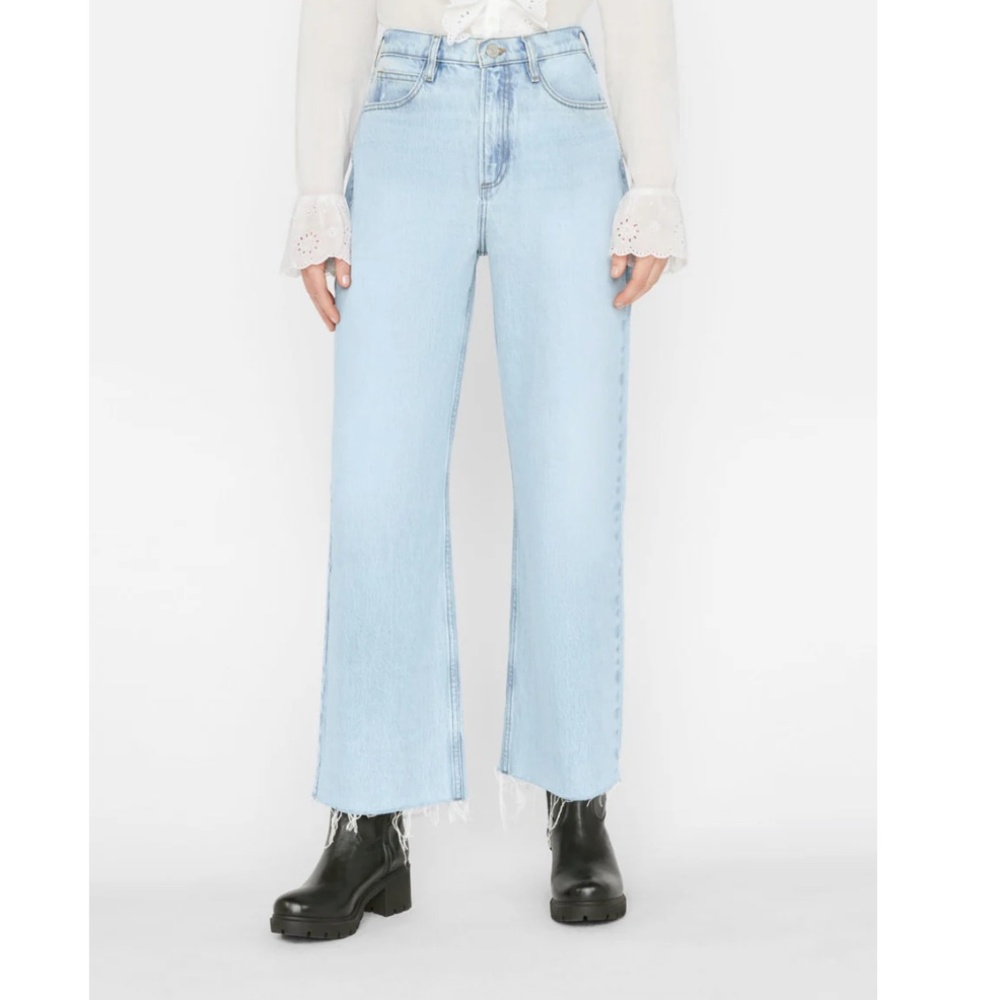 Frame Denim | High N Tight Wide Crop Raw Hem in Legacy Chew 29 EUC